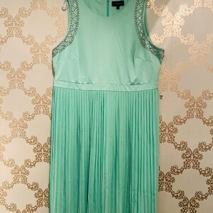 Lane Bryant Mint Green Pleated Midi Dress
